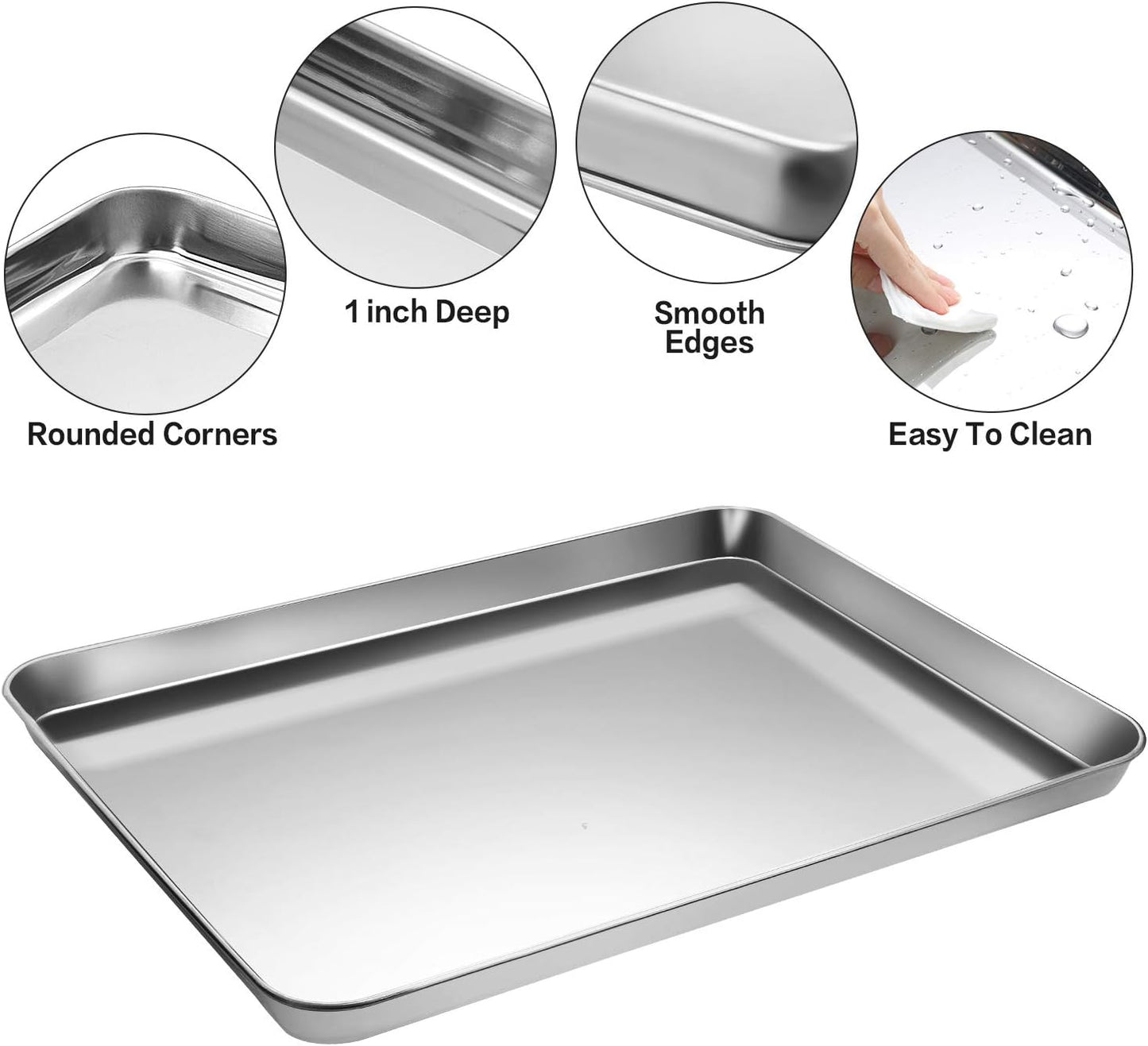 MCIRCO 6 Piece Stainless Steel Baking Sheet with Rack with Silicone Baking Mat Set (2 Pans + 2 Racks + 2 Mats), 12.4 x 9.6 x 1 Inch Cookie Sheet with Cooling Rack, Easy Clean
