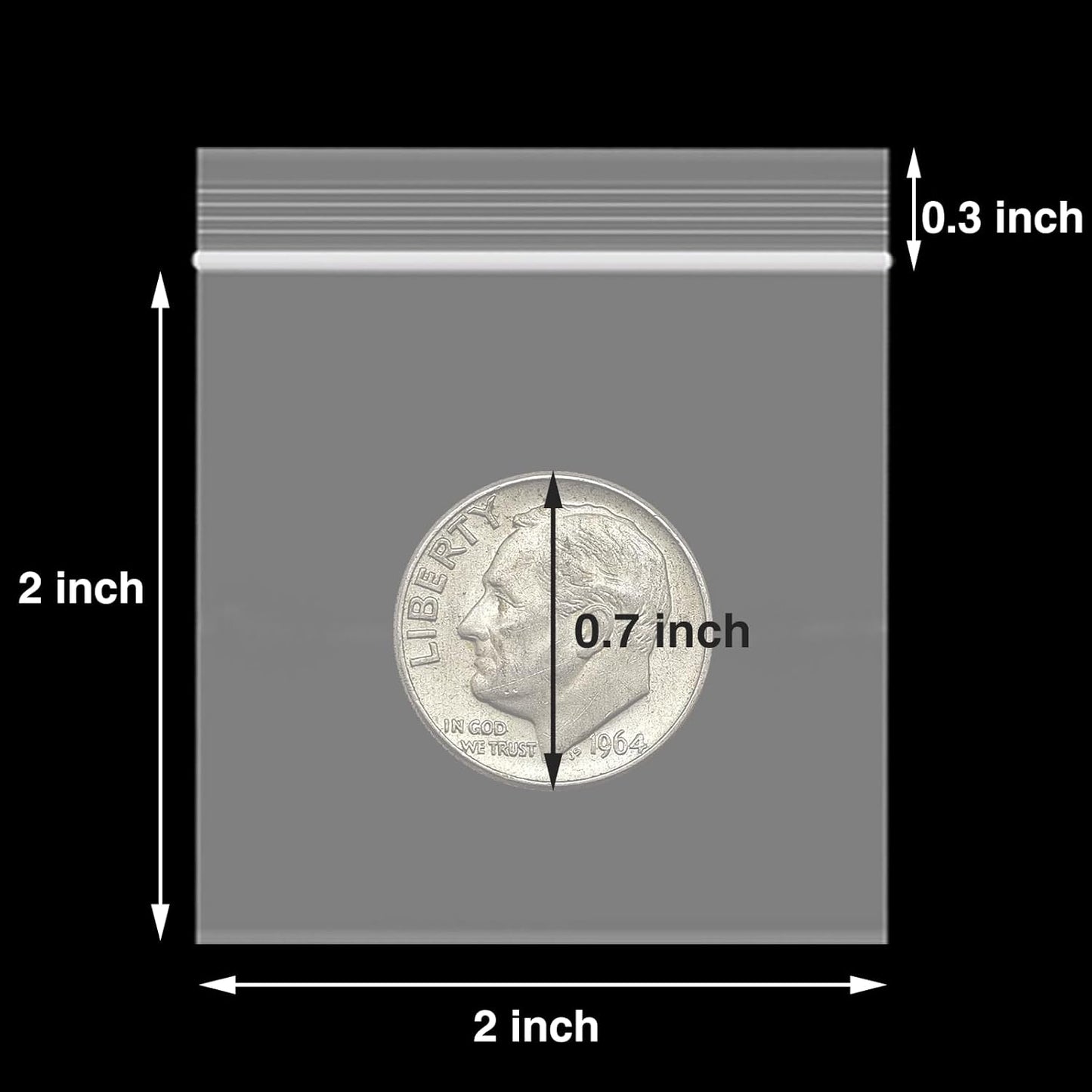 600pcs 2" x 2" Clear Zip Bags, 2 Mil Thick, Small Zip Poly Bags, Reclosable Zip Seal Plastic Bags for Necklace, Ring, Coin, Beads, Jewelry, Pill