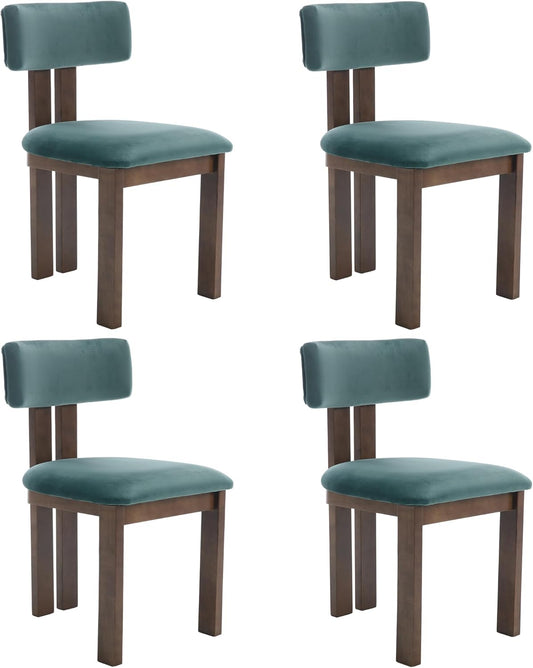 chairus Dining Chairs Set of 4 Velvet Diner Chairs Modern Wood Chairs for Kitchen and Dining Room, Green