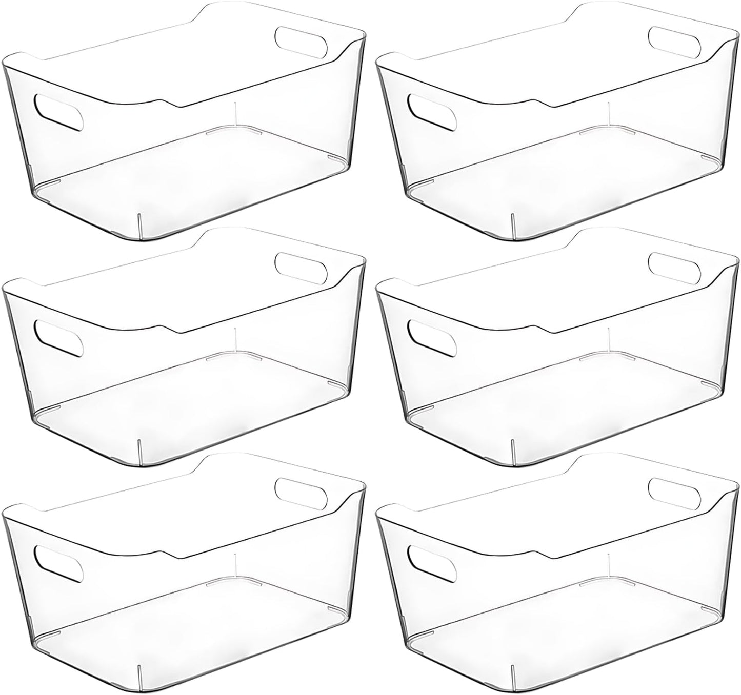 Clear Plastic Storage Bins, Perfect for Kitchen Organization or Pantry Organization and Storage, Medium Fridge Organizer Plastic Bins, Pantry Organization and Storage Bins, Cabinet Organizers