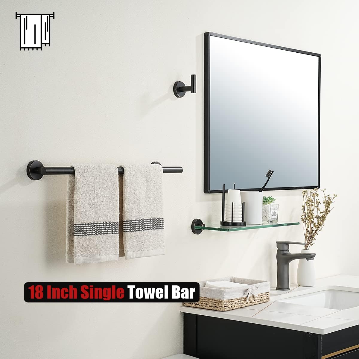 JQK Oil Rubbed Bronze Towel Bar, 20.5 Inch 304 Stainless Steel Thicken 0.8mm Towel Rack Bathroom, Towel Holder ORB Wall Mount, Useable Length 18 Inch, TB110L18-ORB