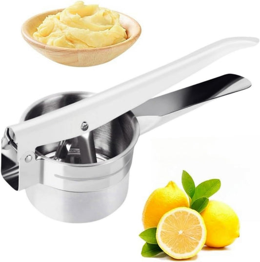 Stainless Steel Potato Ricer Masher,Multi Functional Potato Ricer Press for Pressing Potatoes, Fruits, Vegetables,Manual Masher Kitchen Tool,with 3 Removable and Interchangeable Discs (Bottom Hole)