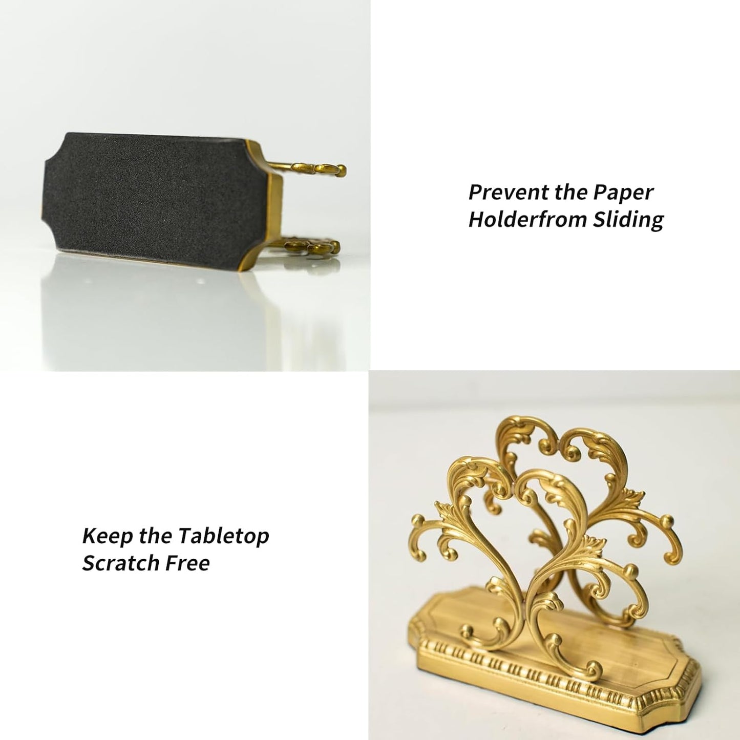 Luxurious Gold Napkin Holder for Table,Brass Napkin Holders for Paper Napkins & Kitchen Dining & Countertops, Cocktail Upright Napkin Holder Dispenser Suitable for All Room Decors