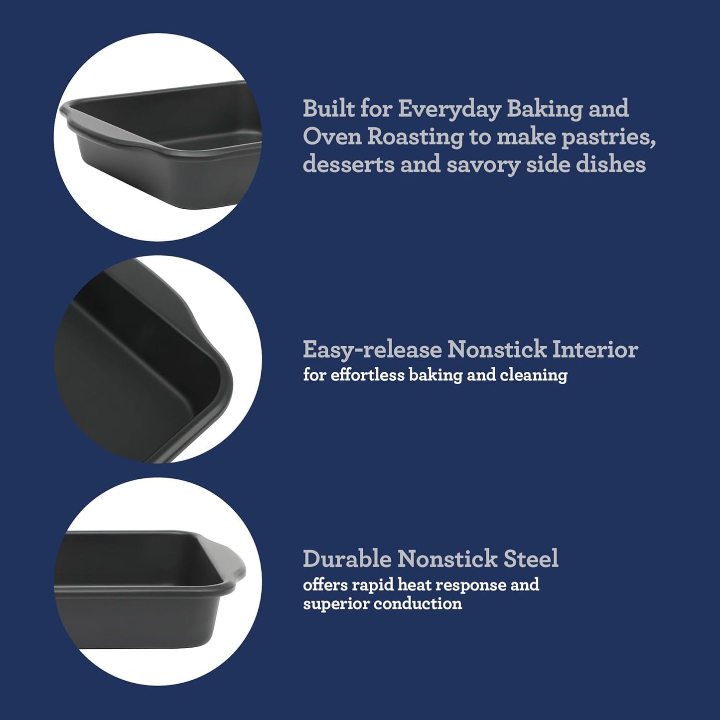 Oster Teston 8" Square Nonstick Carbon Steel Cake/Bake Pan - Matte Black