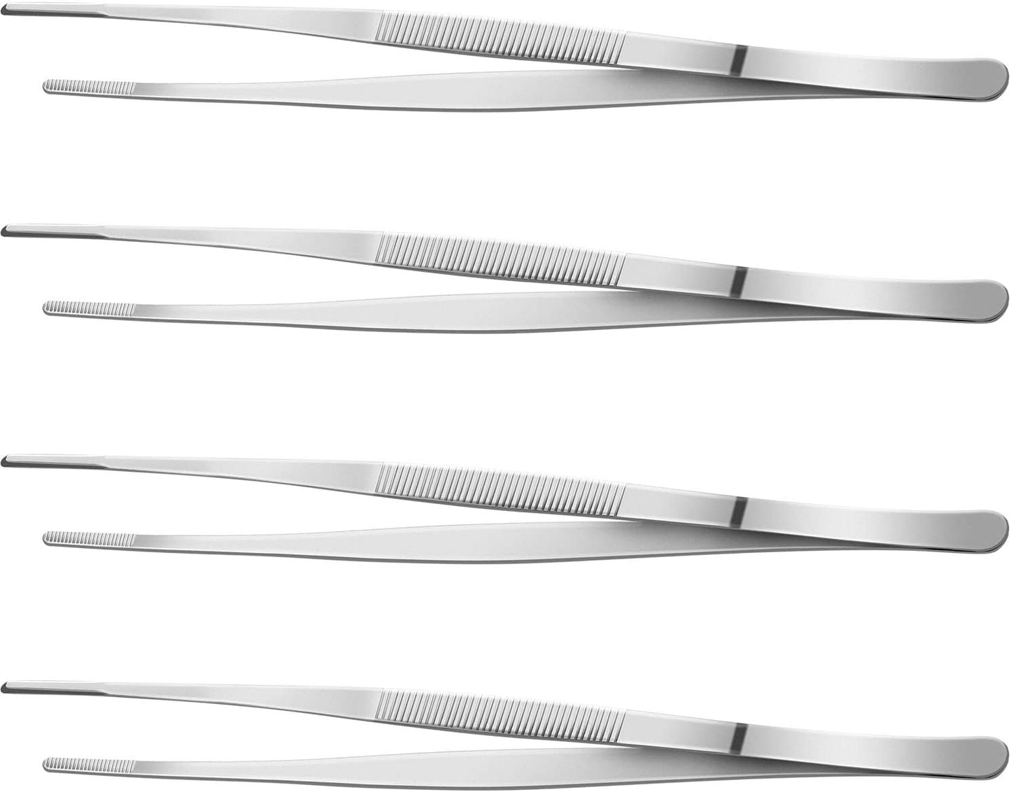 Yaomiao 4 Packs Bar Tweezers 8 Inch Long Garnish Tongs Stainless Steel Korean Bar Tongs for Bartender Cocktail Cooking Food