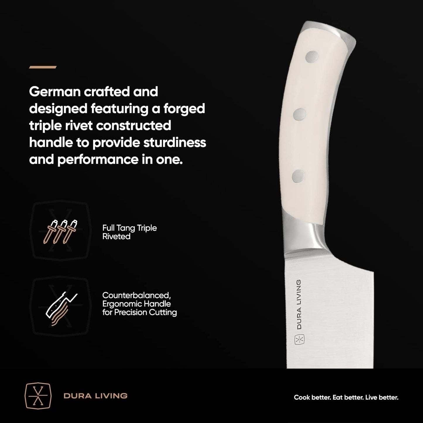 3.5-Inch Paring Knife – Ultra-Sharp German High Carbon Stainless Steel, Full Tang, Ergonomic Handle, Multipurpose Kitchen Knife for Chopping, Slicing, and Dicing, Cream