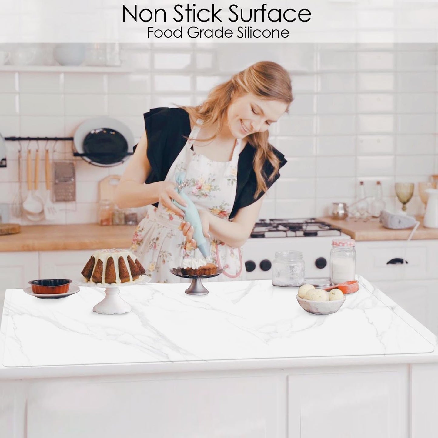 Oversize Silicone Placemat, 31.5 * 23.6" Food-Grade Flexible Silicone Table Mat for Baking Pastry Non-Stick, Kids Nonslip Dinner Placemat Heat Resistant Waterproof Countertop Protector, Translucent