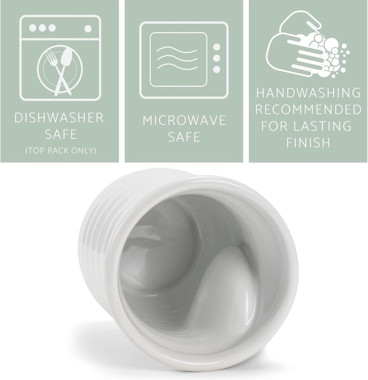 Elanze Designs Ribbed 14 ounce Ceramic Stoneware Handwarmer Mug, White