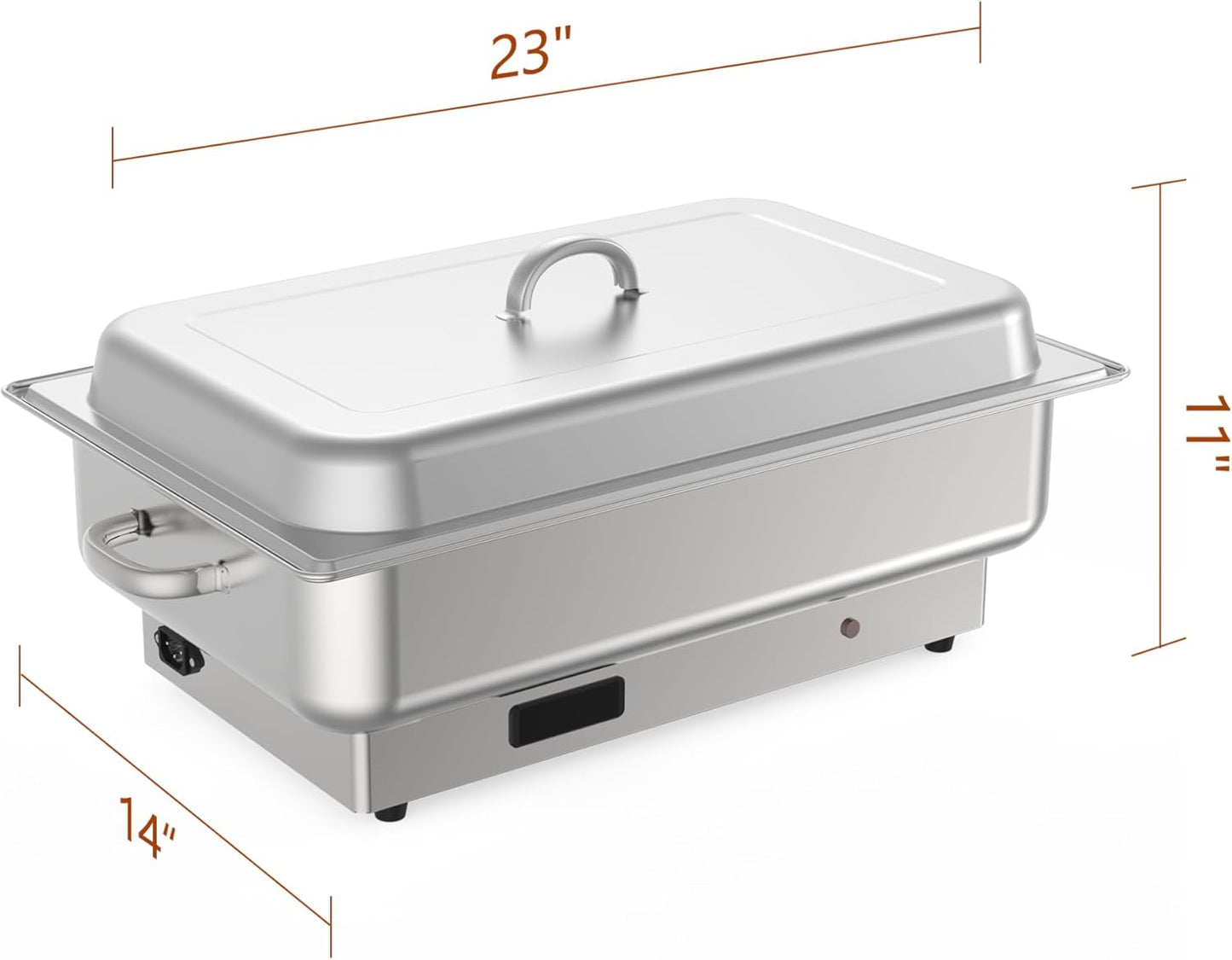 Electric Chafing Dish, 9QT Rectangular Full-Size Buffet Stainless Steel Chafing Dish Set, Commercial Food Warmer with Temperature Control Display for Parties, Catering, Festivals