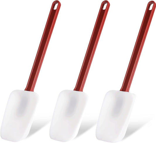 heffiso Silicone Rubber Spatula and Spoon Rubber Spatula Set of 3, High Heat Spatula Spoon, Commercial Spatula for Cooking, Commercial Rubber Spatula (3 Spoonula 16 Inches), White