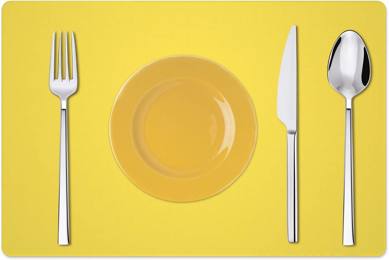 Silicone Placemats, Food-Grade Non-Slip Waterproof, Dining, Stain Resistant, Countertop Protector, Kitchen Counter Mat, Heat Resistant, Baking mat Dishwasher Safe (23.6"×15.7"-2pack, Yellow)