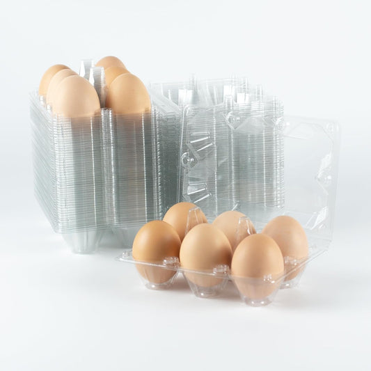 50 Pack Egg Cartons Cheap Bulk, Plastic Egg Cartons 6 Count, Reusable Chicken Egg Tray Holders for Home Market Farm Ranch (2x3 Grids)