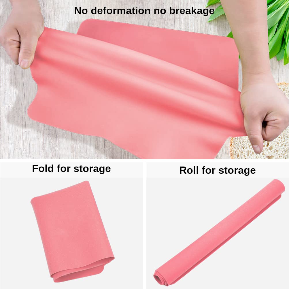 Extra Large Silicone Table Mat, Silicone Mat for Crafts Kids Dinner Placemat Desk Countertop Protector Heat Resistant Baking Mat Reusable Dough Rolling Pad Fondant Mat, Pink (23.62x15.75 inches)