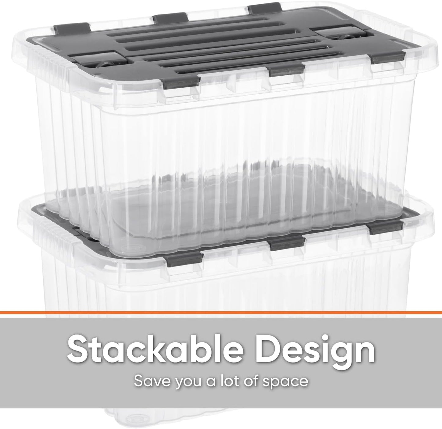 Superio 26 L Deep Storage Container with Hinged Lid (2 Pack)