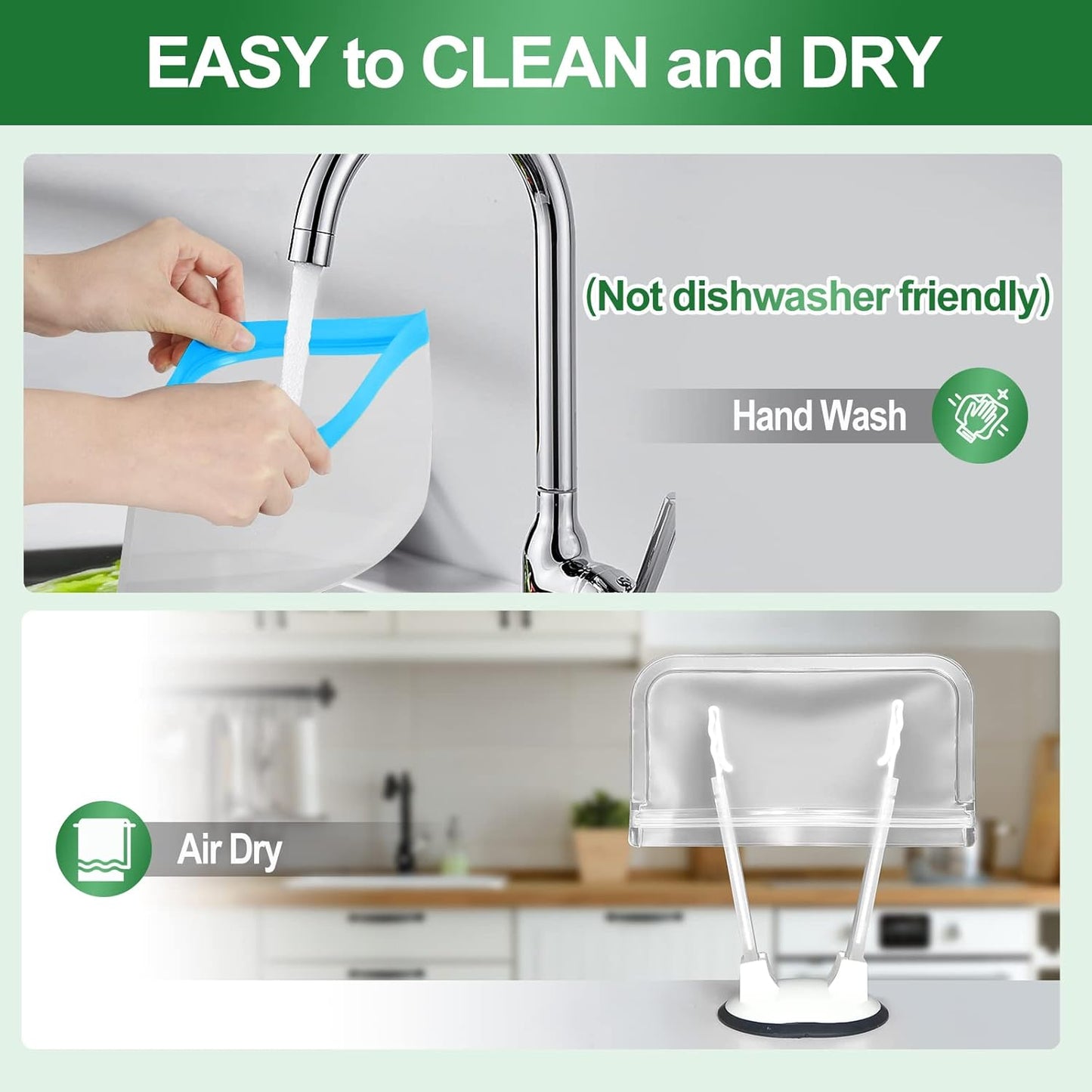 Reusable Freezer Bags Dishwasher Safe - 10 Pack Reusable Bags BPA Free Leakproof, Food Storage Bags for Marinating, Travel, Meal Prep (3 Gallon + 4 Sandwich + 3 Snack Sizes)