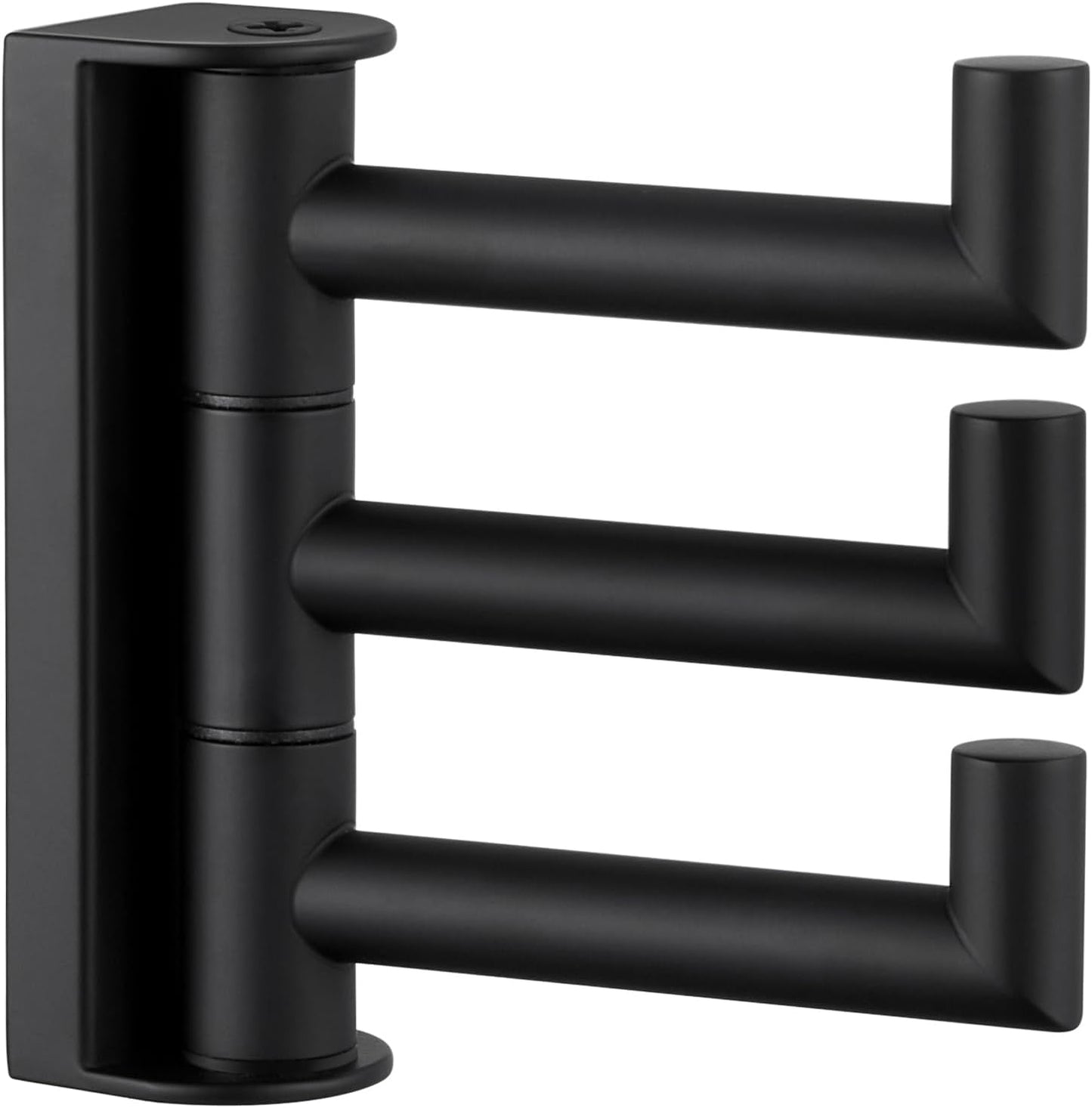 Suyar Swivel Towel Hook 3 Arms, SUS 304 Stainless Steel Coat Robe Holder, Foldable Wall Hook, Matte Black