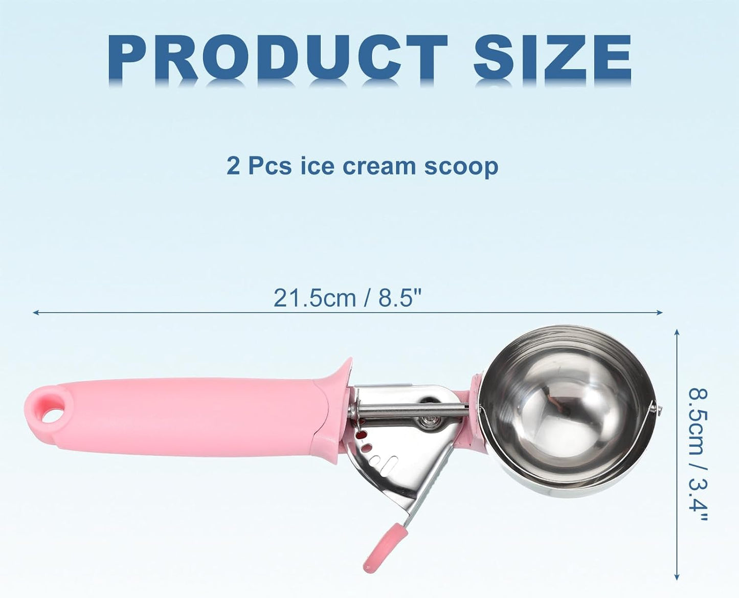 uxcell 2pcs Cookie Scoops, Ice Cream Scoop with Trigger for Baking Cookie Dough Rice Pudding Kitchen Gadget, Pink
