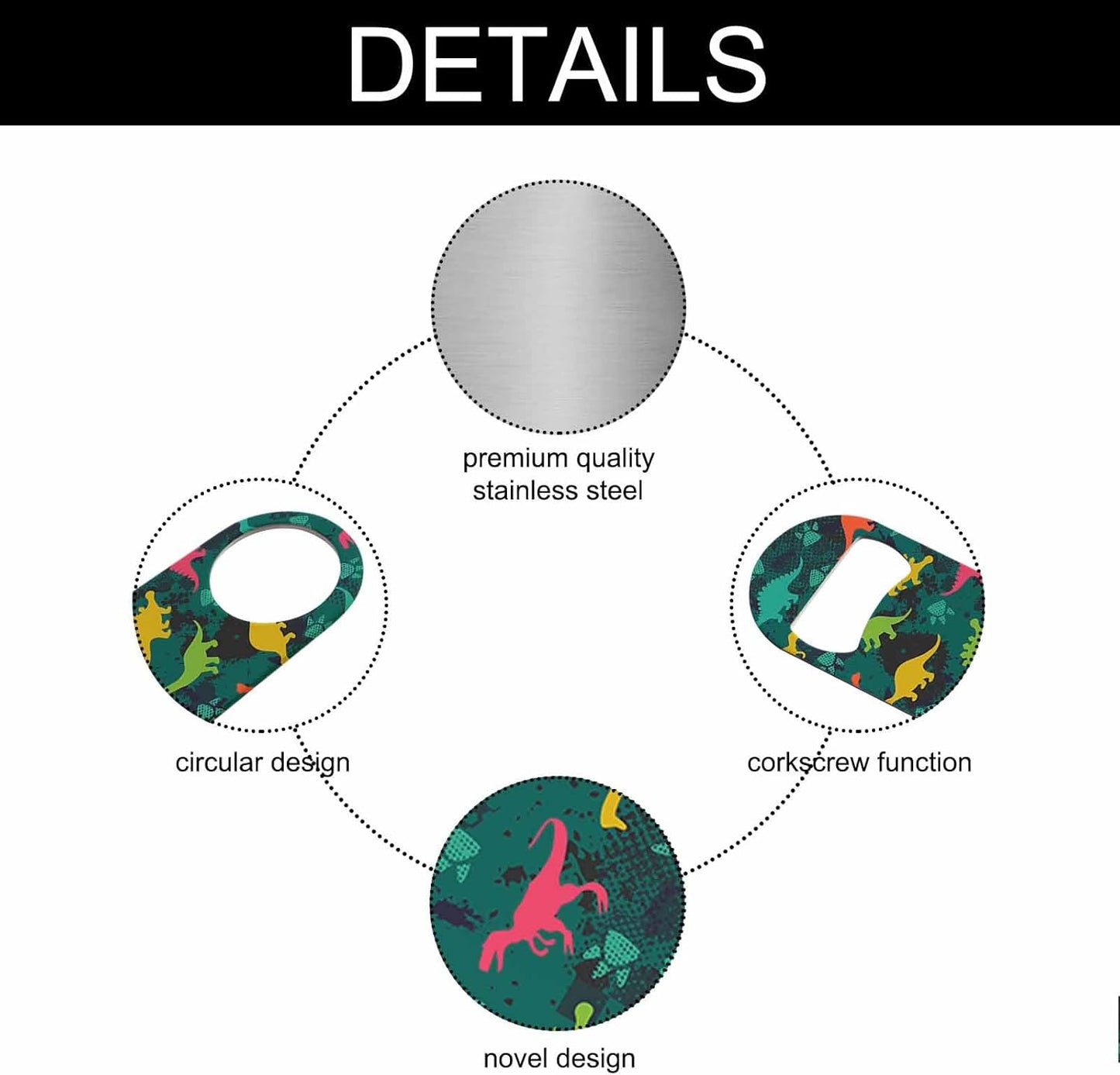 Cute Dinosaur Stainless Steel Bottle Opener Cartoon Colorful Dinosaurs Reptile Green Flat Beer Bottle Opener Keychain for Home Kitchen Bar Restaurant Party Birthday Gift