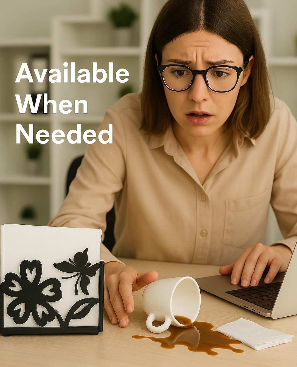 Butterfly napkin holder Set – 2 Pack Black metal napkin holder in the shape of a flower & Coffee filter holder for Kitchen, Dining & Coffee Bar – Fits Everyday, Cocktail Napkins & Filters Size 2 & 4