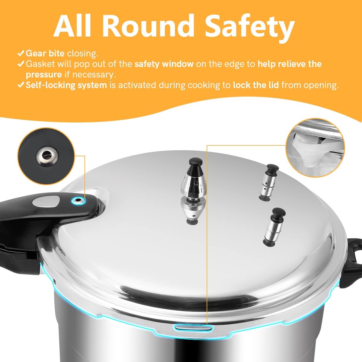 16 Quart Pressure Cooker, 10 Psi Induction Compatible Pressure Canner w/Stainless Steel Honeycomb Base, Heavy Gauge Aluminum, Quality Steamer Rack Included