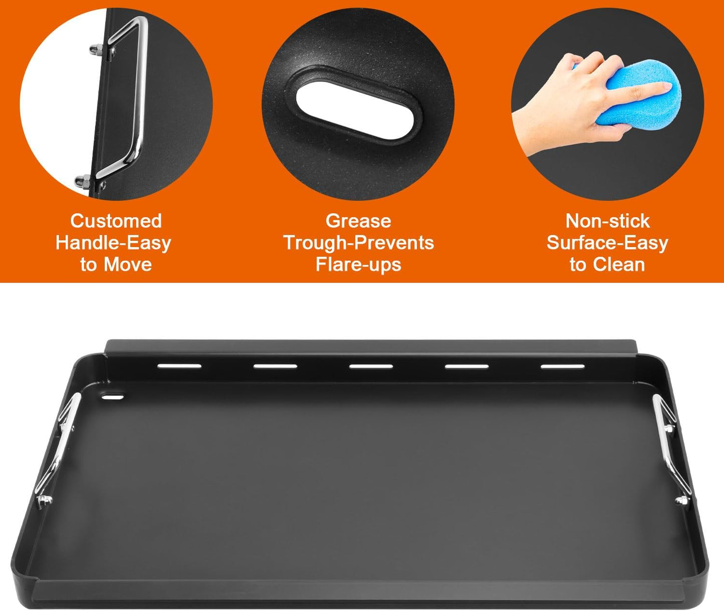 Full-Size Griddle Inserts for Charbroil Commercial Infrared 3 Burner 463242516 463242515 466242515 466242615 463367516 466242516 463342620, Flat Top Griddle Replacement for G466-0025-W1A G466-2400-W1