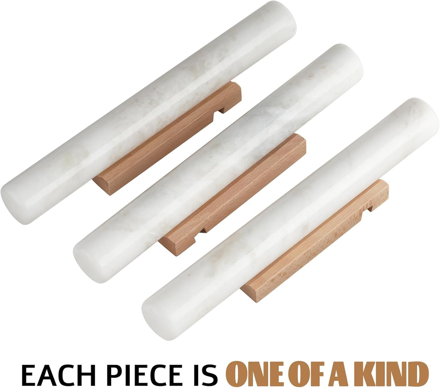 Koville African Natural Marble French Rolling Pin, 16inch Non-Stick Rolling Pin for Baking, Dough Roller for Pasta, Dumpling, Fondant, Pie, Bread, Pizza, Kitchen Baking Tools(Namib Fantasy)