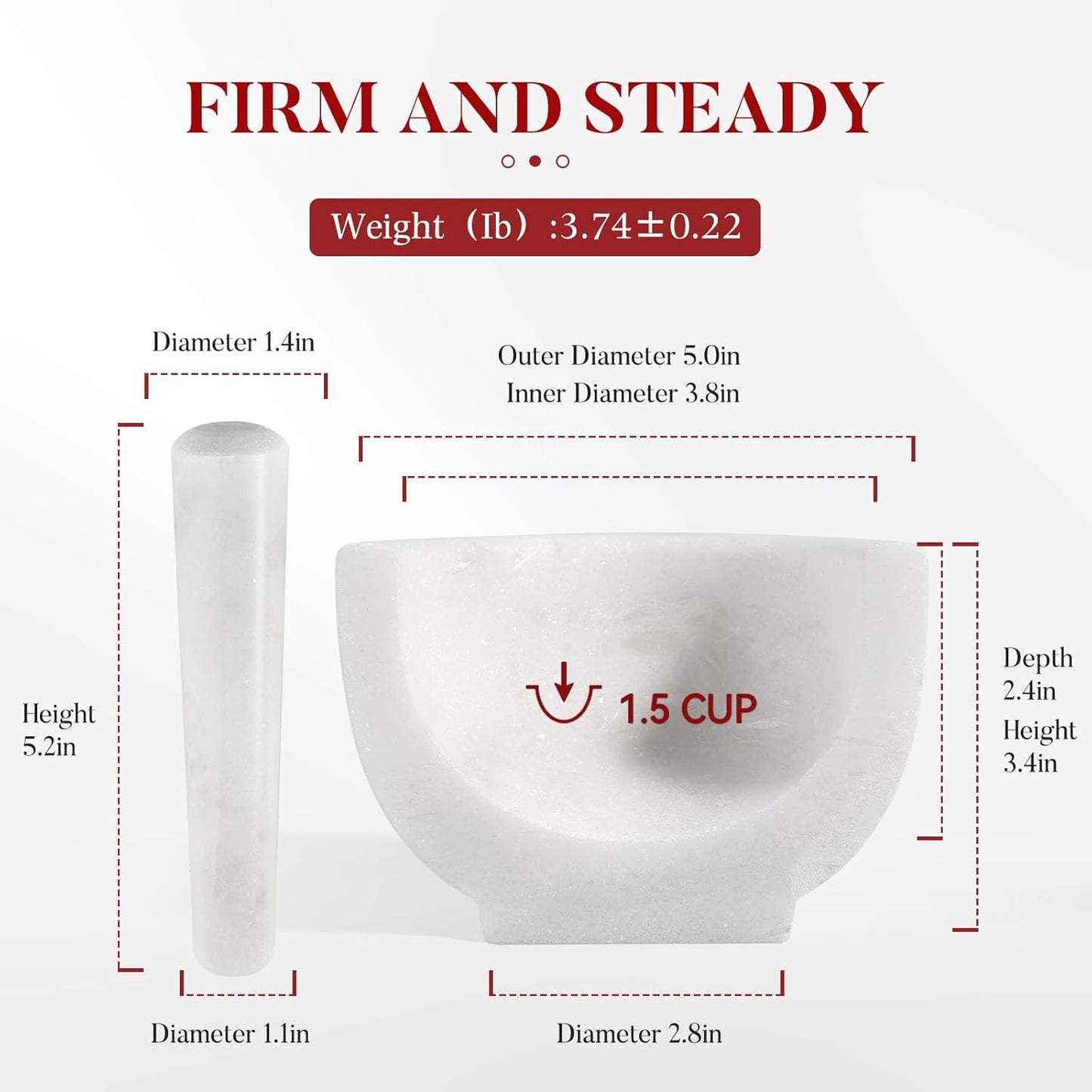 Koville Marble Mortar and Pestle Set, 5"-1.5 Cups Grinder Bowl for Guacamole, Salsa, Pill Crusher, Spice, Herb, Garlic, Nut, Heavy Duty Grinder for Kitchen(Namib Fantasy)