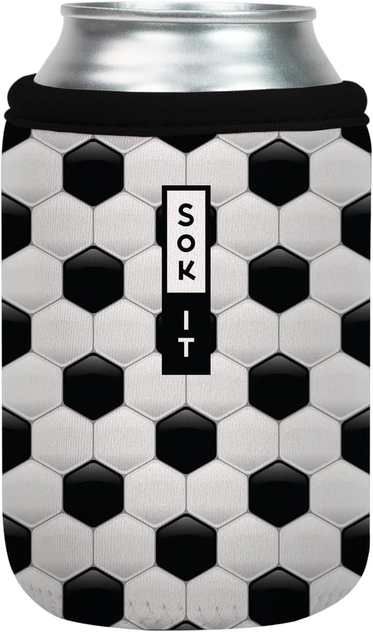 Sok It CanSok Sleeve for Beer & Soda Insulated Neoprene Cover (Soccer, 12oz Can Sleeve)