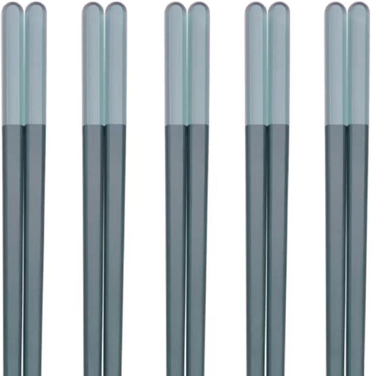 Random Mood Modern Design Chopsticks - Reusable, Dishwasher Safe, Non-Slip Fiberglass, Ice Fog Blue Color, 5 Pairs, 9.5in/24cm, Great for Chinese, Japanese, Korean Cuisine
