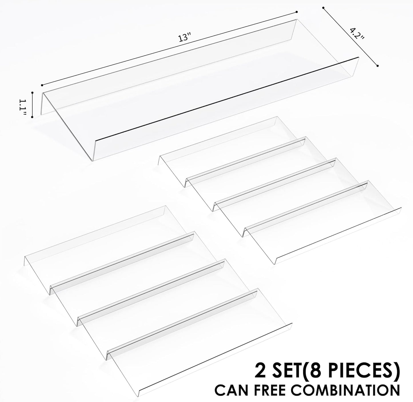 Spice Drawer Organizer, 4 Tier Clear Acrylic Expandable From 13" to 26" Seasoning Jars Drawer Insert, Kitchen Drawer Spice Rack Tray for Cabinet/Countertop
