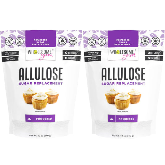 Wholesome Yum Powdered Allulose Sweetener - Natural Keto Powdered Sugar Substitute - Non GMO, Zero Carb, 0 Calorie, Sugar Free, No Aftertaste - Confectioners Sugar Replacement (12 oz, 2 Pack)