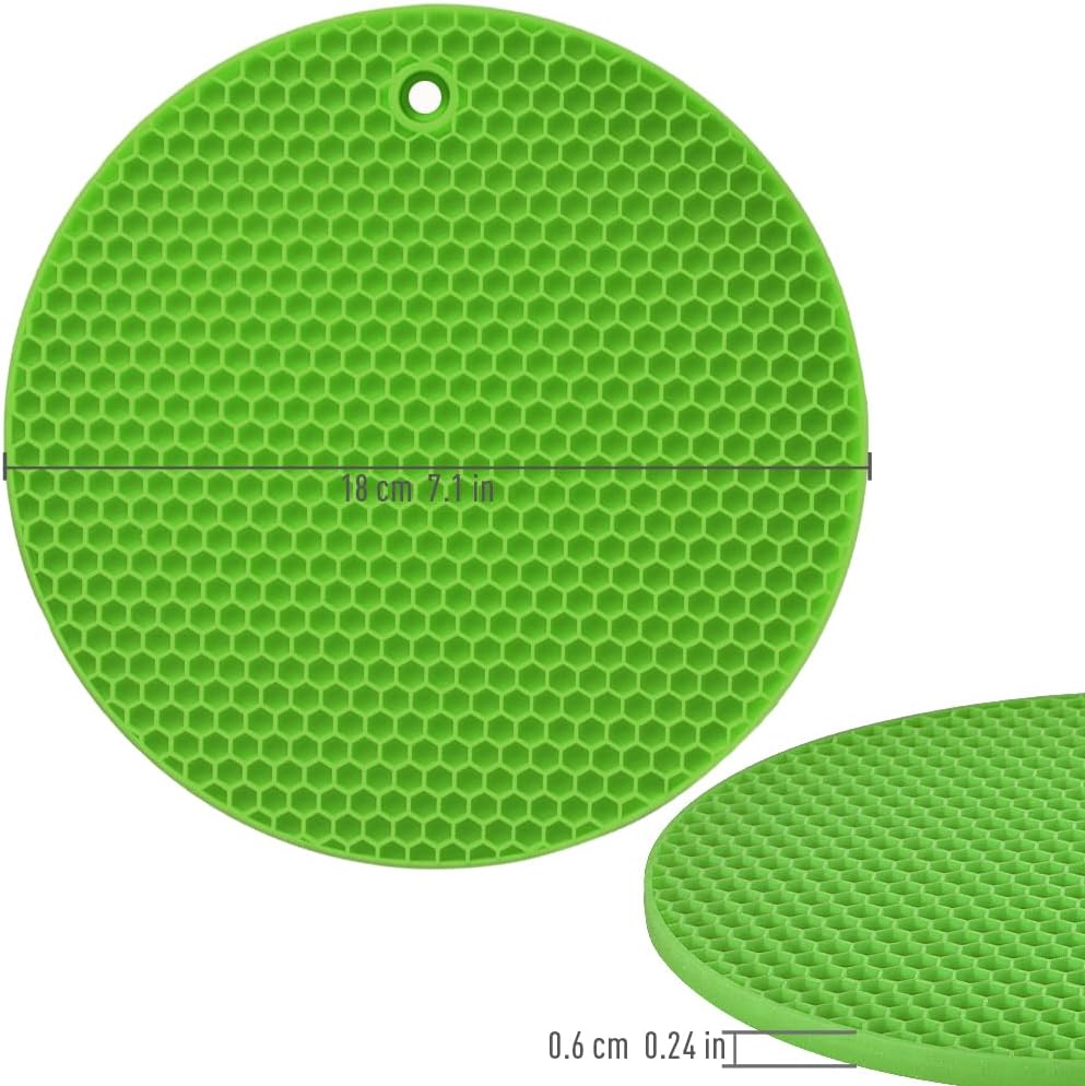 homEdge Silicone Trivets Mat, 6 Packs Multipurpose Non Slip Heat Resistant Pot Holder-Green