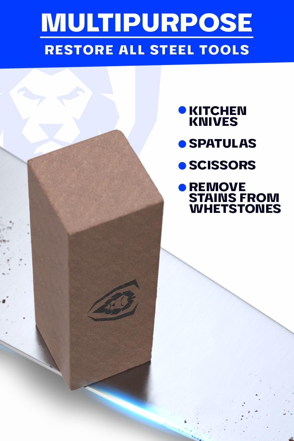 Dalstrong Premium Rust Remover & Eraser - Knife Maintenance and Care - For Knives, Scissors, Stainless Steel Pots and Pans, Whetstones - Sharp Polish for Tools - Calcium Carbonate