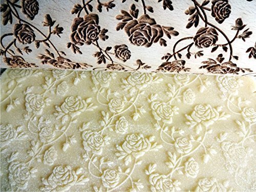 Embossing rolling pin ROSES WREATH. Wooden embossing rolling pin with roses. Wild rose. Summer flower. Floral rolling pin. Mother's Day gift