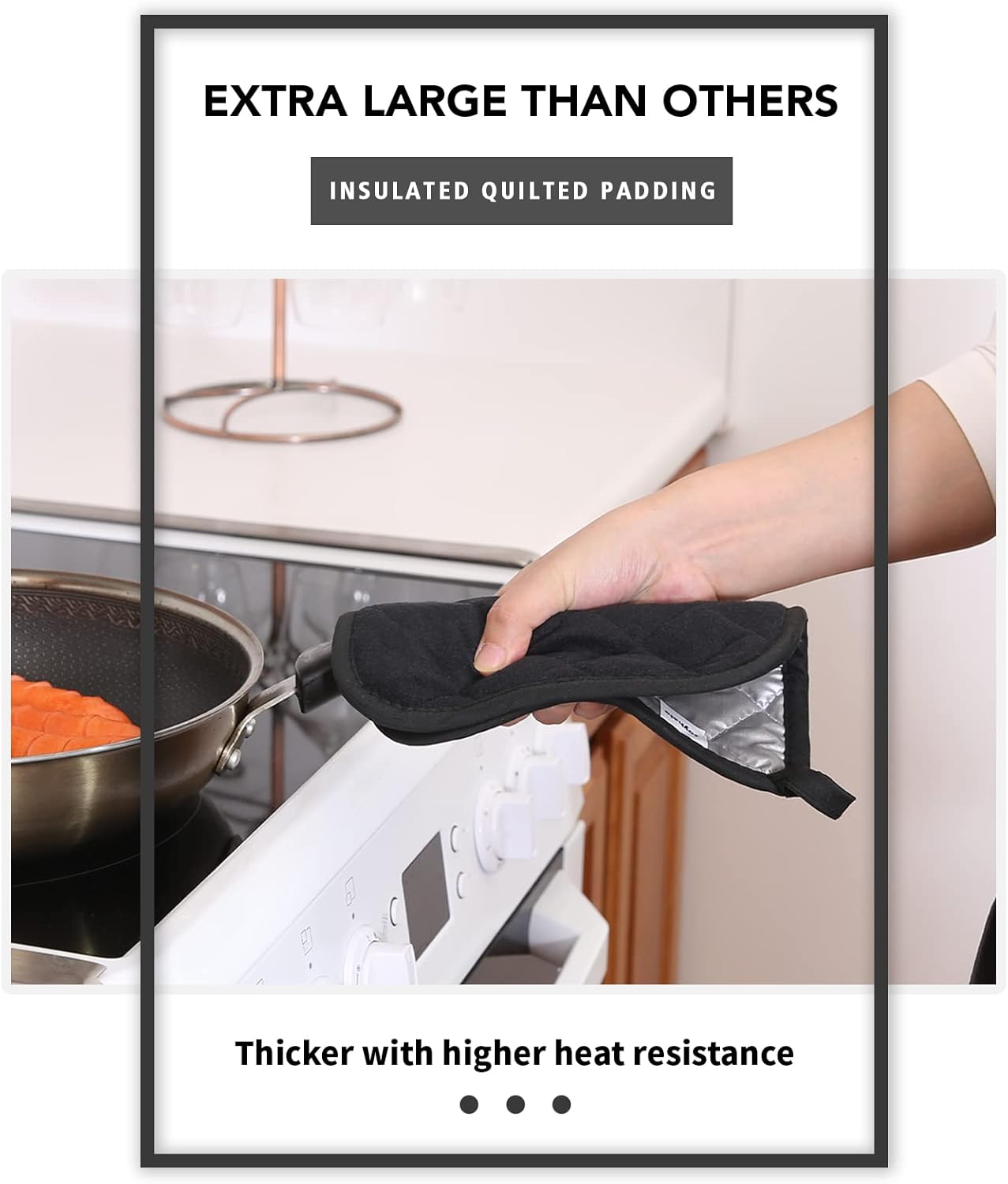 Joyhalo 6 Pack Pot Holders for Kitchen,Cotton Oven Holder with Great Heat Resistance,Non Slip Hot Pads for Kitchen Clearance,Black