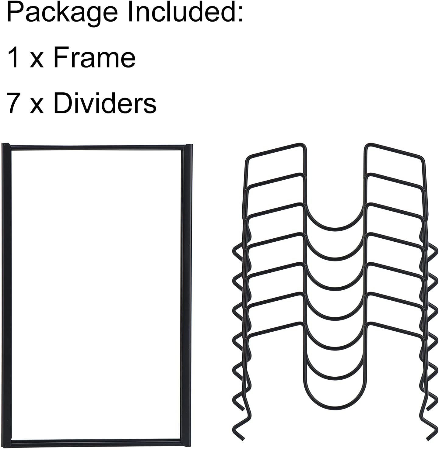 Toplife Pot Lids Organizer Rack for Cabinet and Countertop, 7+ Pan Lids and Bakeware Organizer Rack Holder with 7 Adjustable Compartments - Black