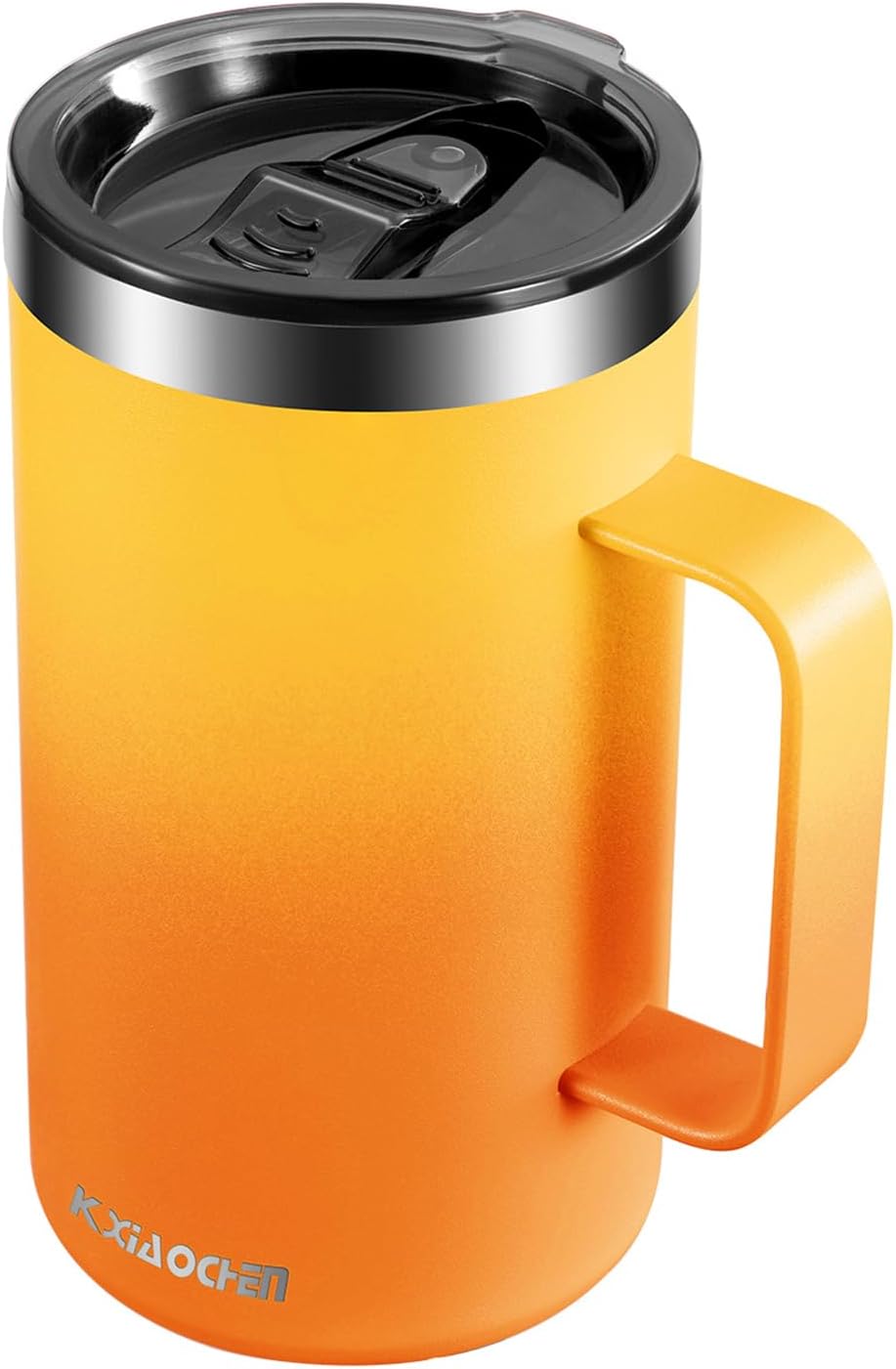 KXIAOCHEN 20oz Insulated Coffee Mug with Lid, Stainless Steel Coffee Cup, Double Wall Vacuum Coffee Tumbler with Handle, Premium Thermal Travel Coffee Mug (Mango Yellow)