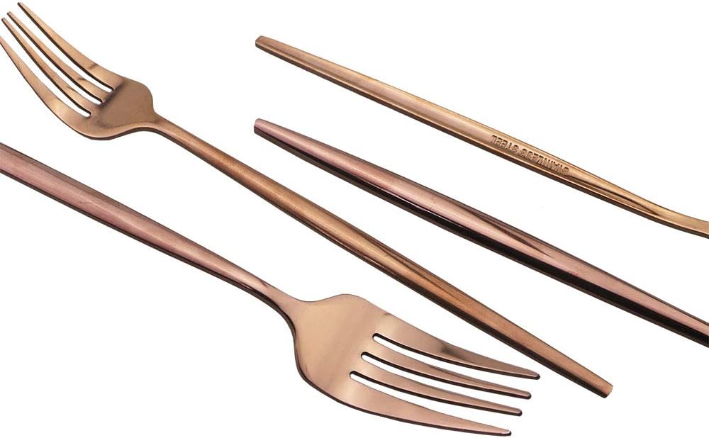 Rose Gold Silverware Set, JASHII 30-Piece Stainless Steel Flatware Cutlery Set for 6, Elegant Hourglass Polished Mirror Finish, Ideal for Home Hotel Wedding Festival Party, Dishwasher Safe