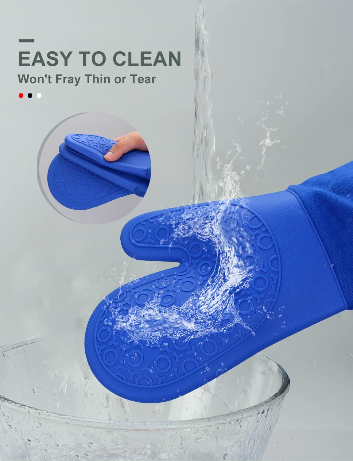 sungwoo Silicone Oven Mitts, Heat Resistant Oven Gloves with Quilted Liner Non-Slip Textured Grip Perfect for BBQ, Baking, Cooking and Grilling - 1 Pair 13.8 Inch Royal Blue