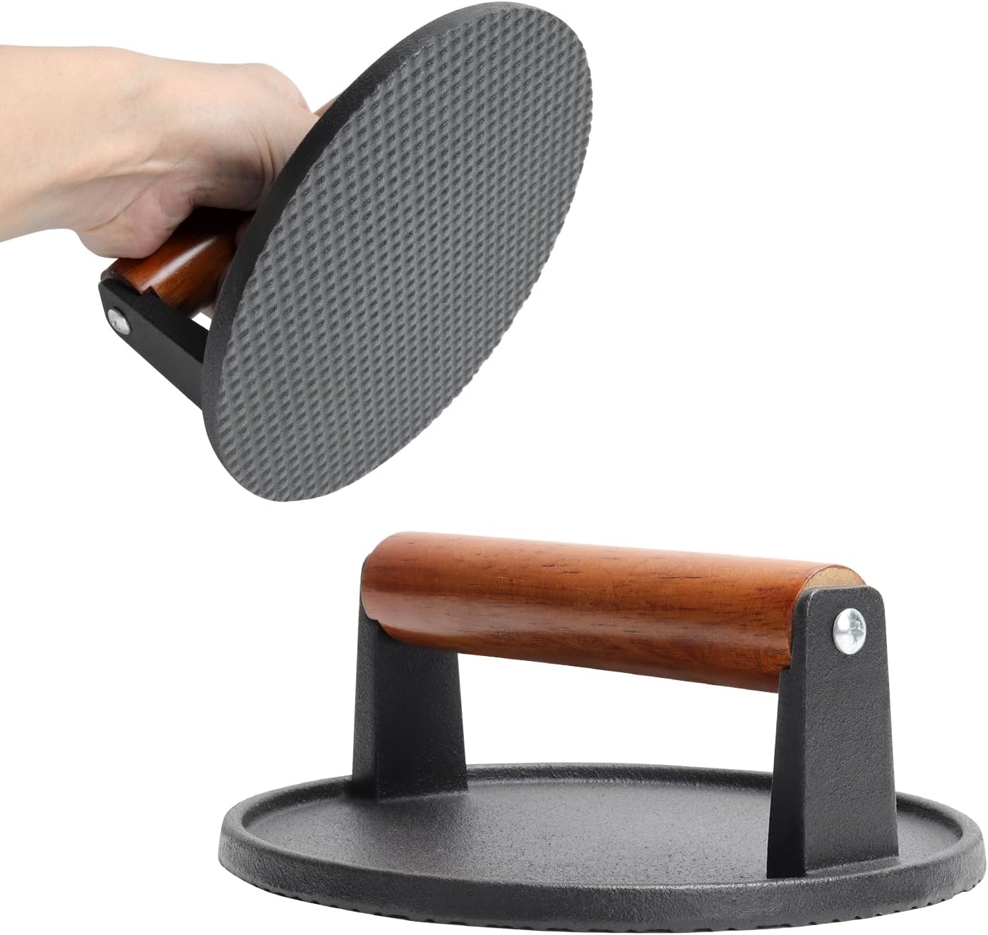 SafBbcue Round Cast Iron Smash Burger Grill Weight Press & Griddle Steamer Melting Dome Basting Cover for Blackstone Flat Top Grills Accessories, 14" Rectangular Stainless Steel Grill Basting Cover