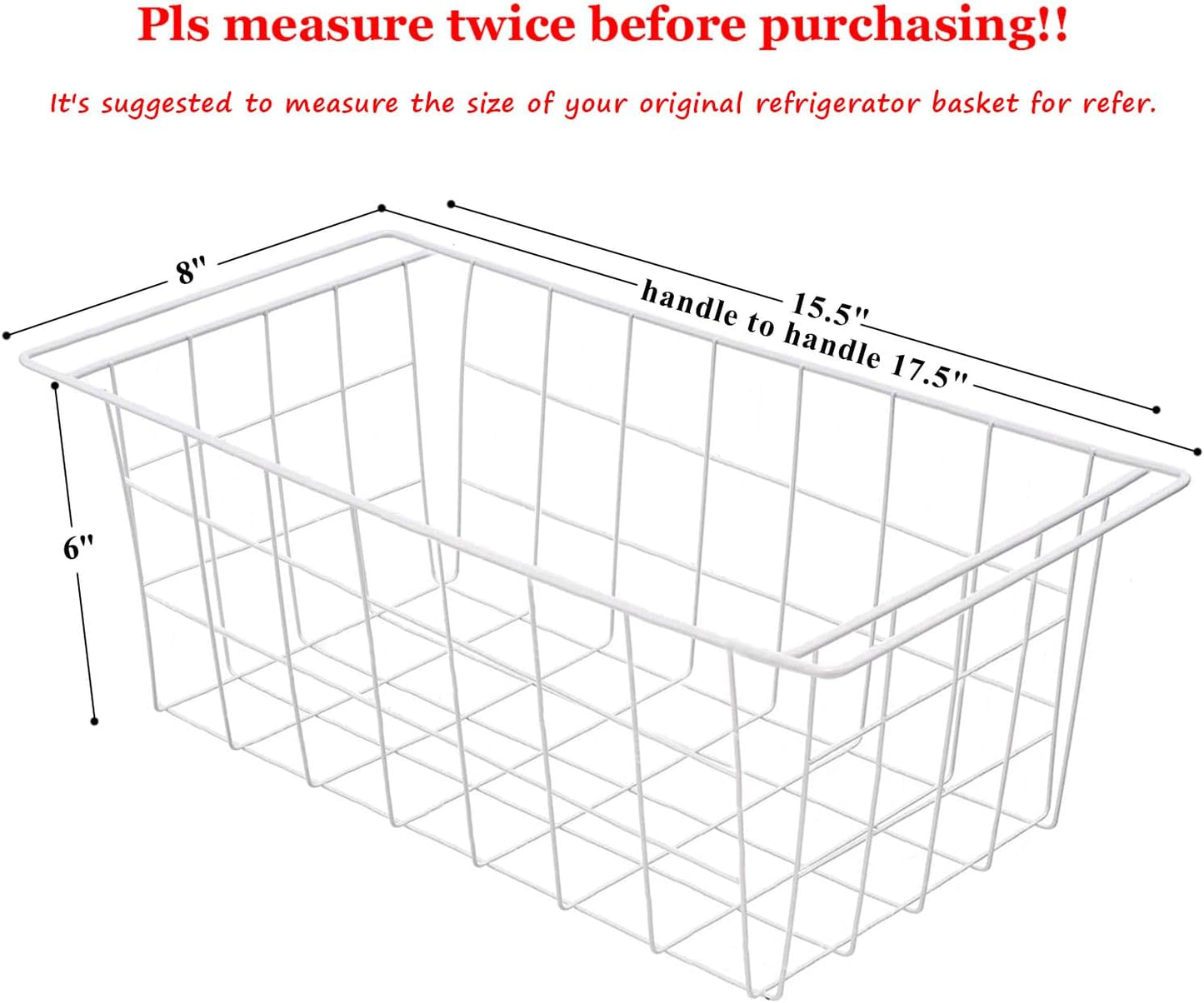 Orgneas Chest Freezer Baskets, 17.5" Freezer Organizer Bins Deep Freezer Storage Bins Metal Wire Baskets with Hanging Handles 2Pcs