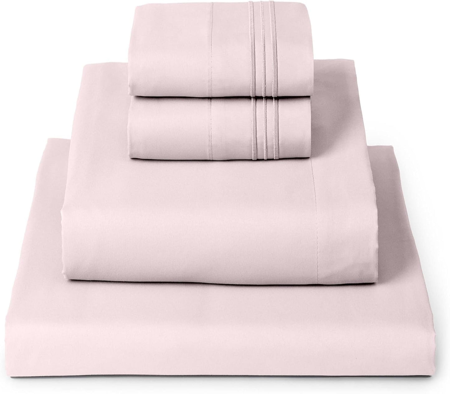 Mellanni Full Sheets Set - 4 PC Iconic Collection Bedding - Hotel Luxury, Extra Soft, Cooling Bed Sheets - Wrinkle, Fade, Stain Resistant (Full, Blush Pink)