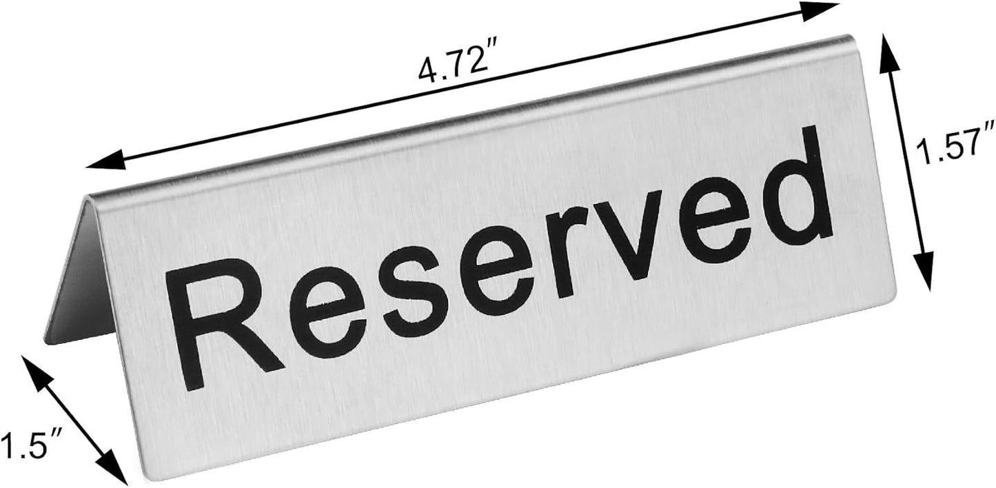 New Star Foodservice Stainless Steel Table Tent Sign (Scoltp-213 (Reserved), 4 x 1.5-Inch (Set of 6))
