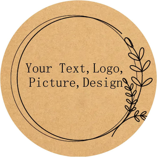 Custom Stickers Kraft Paper Labels Personalized Withe Text, Business Logo Customized Food Jars Labels Bakery Label Sticker Package Favor Canning Circle 100pcs (Style 3)