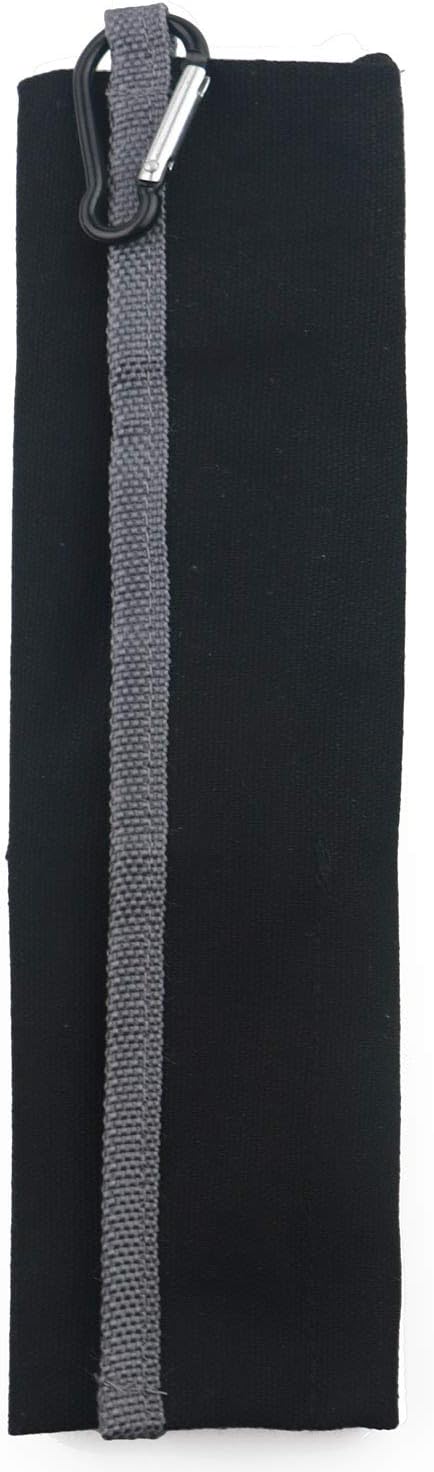 Portable 6 Pieces Flatware Set, 304 Stainless Steel Knife, Fork, Spoon, Chopsticks, Metal Straw, Cleaning Brush, Durable Travel Cutlery Set, Black Pouch Bag, Black