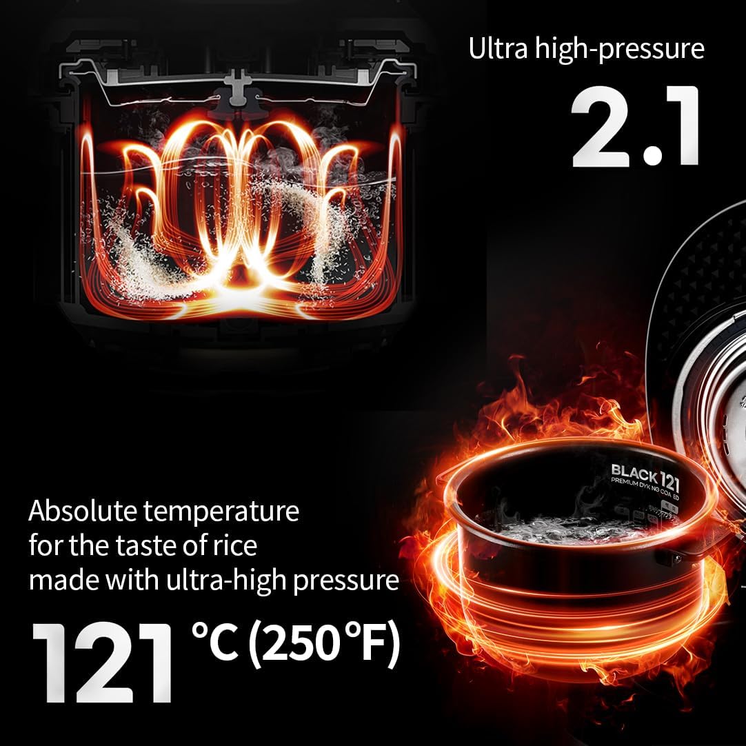 CRT-RPK0640IUS 6 CUP (1.2 quarts): 6 person serving | Expertly Crafted for Multi Grain Cooking |2.1 Ultra High-Pressure Induction Heating IH Rice Cooker | Full Stainless Power Lock System | Auto Steam Clean | Voice Guide | Made in Korea