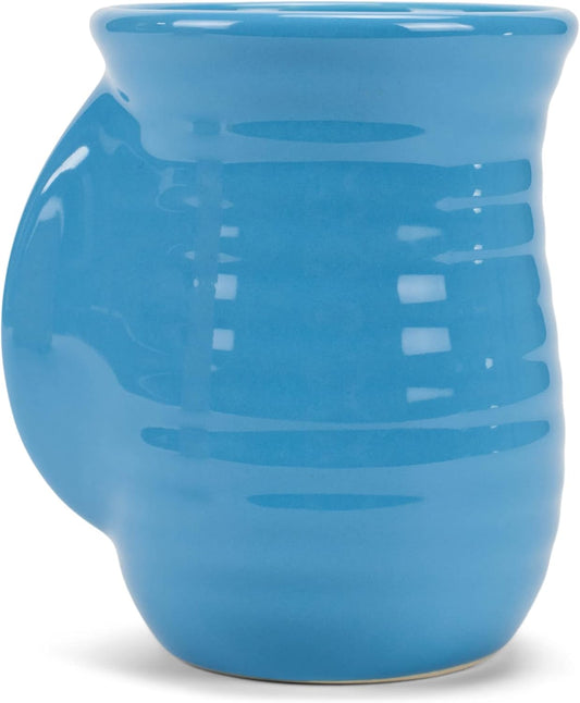 Elanze Designs Ribbed 14 ounce Ceramic Stoneware Handwarmer Mug, Ice Blue