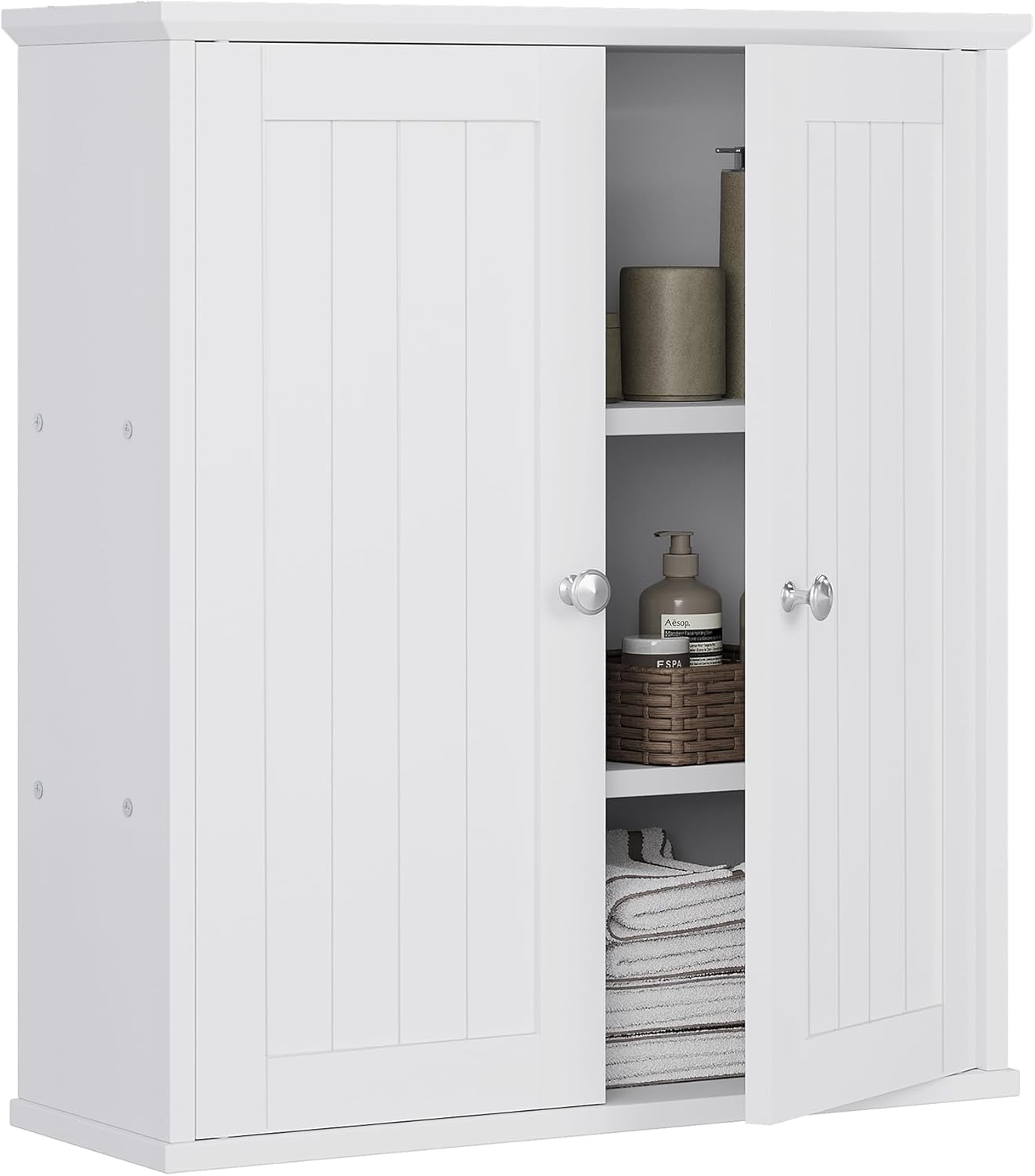 Meilocar Bathroom Wall Cabinet, Bathroom Cabinet Wall Mount, Over The Toilet Space Saver Storage Cabinets, White Medicine Cabinets with 2 Doors and Adjustable Shelves