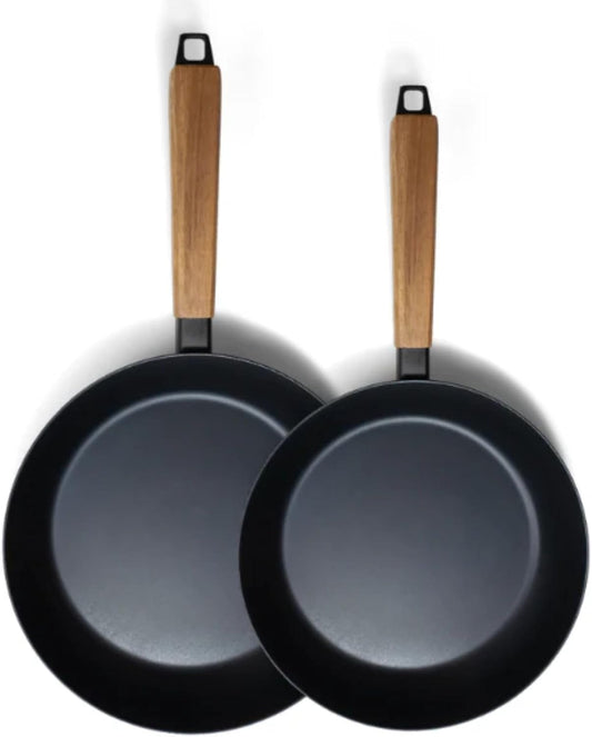 Alva Forest 8” & 11” Blue Carbon Steel Pan Set – Pre-Seasoned, Natural Nonstick, PFAS/PFOA/PTFE-Free – Healthy, Non-Toxic Frying Pans for All Stovetops & BBQ