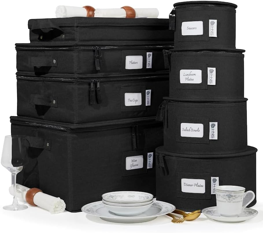 Hard Shell China Storage Containers (Black, 8 Pack China Storage Containers)